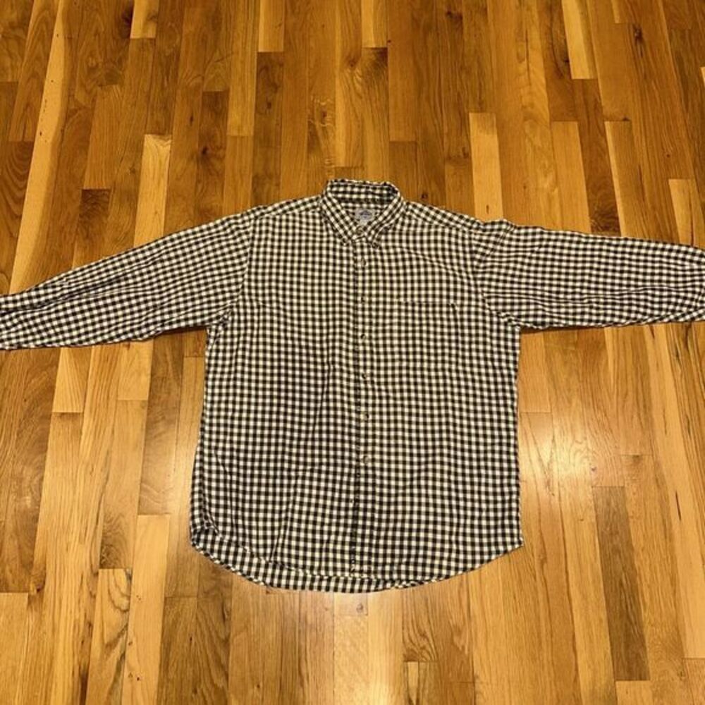 Vintage‎ Cambridge Classics Flannel Plaid Shirt Button Down Gray-Cream Size Med